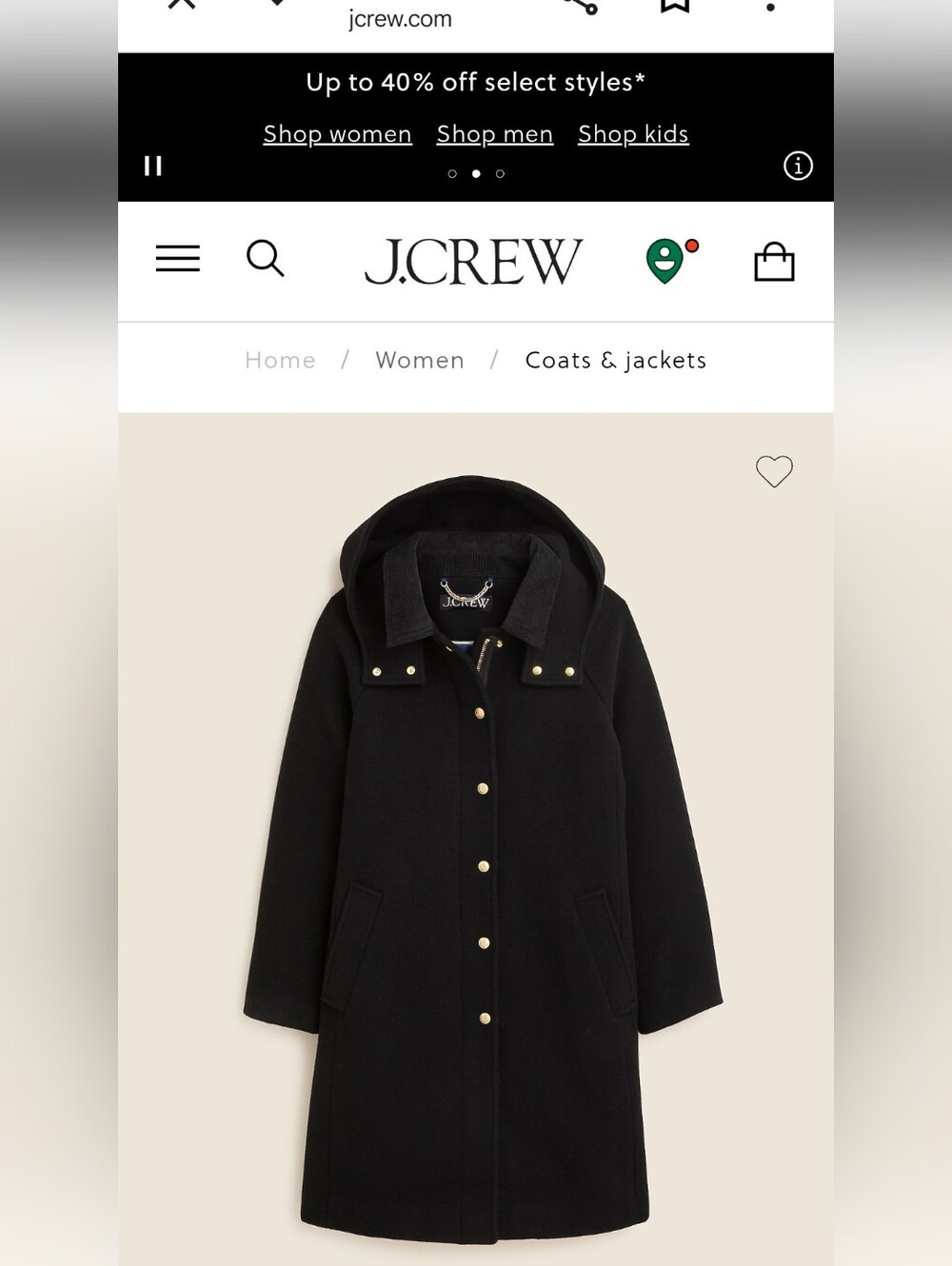 J. Crew Stowe parka in Italian stadium-cloth Black. - Picture 2 of 10